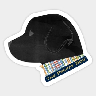 Preppy Madras Black Labrador Retriever Silhouette Sticker